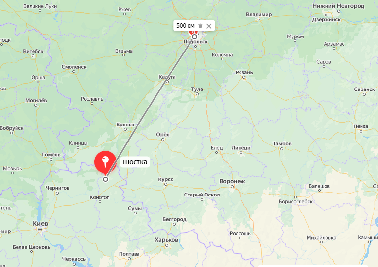 Расстояние от приграничных городов Украины до Москвы.