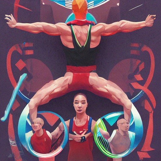 Иллюстрация "Olympic sports is evil for all" ("Олимпийский спорт - зло для всех"), созданная с использованием нейросети Neural.love . 