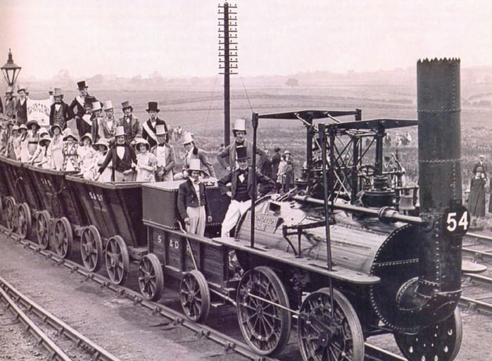 Открытие железной дороги Ливерпуль - Манчестер, 1830 год. Источник: culture.ru