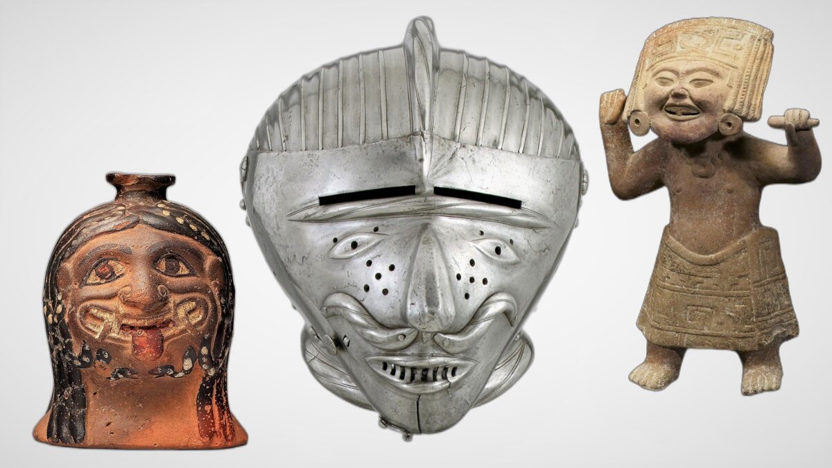 Слева направо: сосуд, Греция, ок. 560 г. до н.э.; шлем, Германия,1520-1525 гг.; Статуэтка, культура Ремохадас, Мексика, 6-9 вв. © Музей истории искусств, Метрополитен-музей, Художественный музей Уолтерс