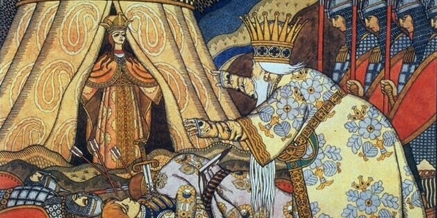 И. Я. Билибин. Царь Дадон встречает шамаханскую царицу. Иллюстрация к «Сказке о золотом петушке», 1906 год. Изображение: Wikimedia Commons📷
