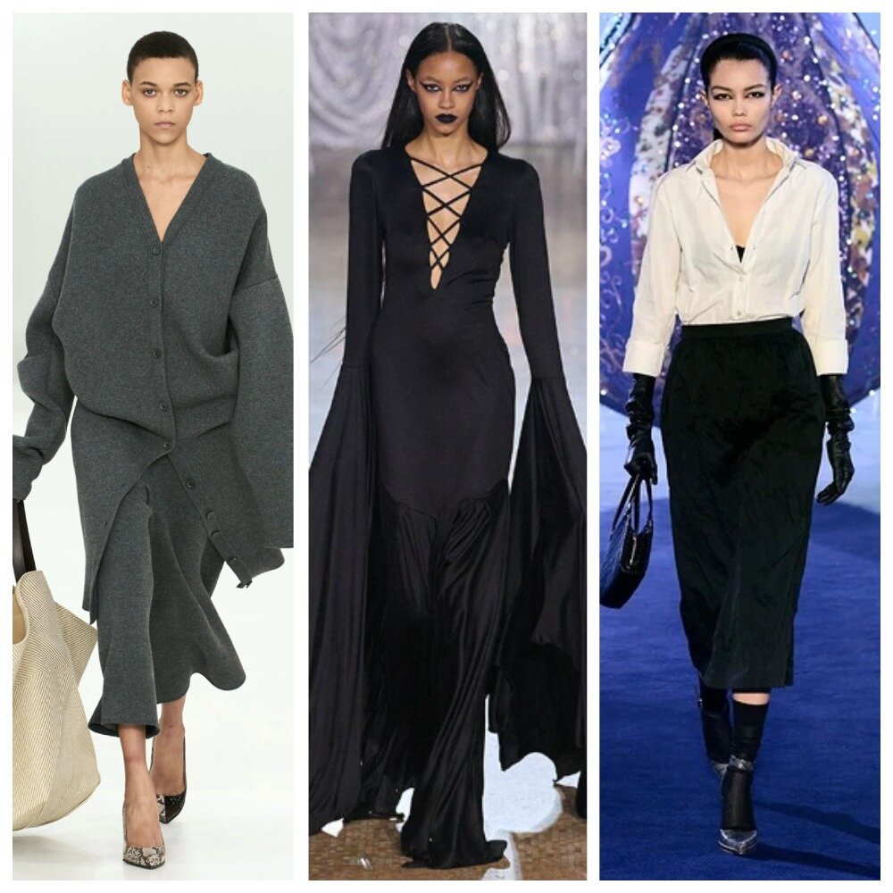 Один из самых женственных трендов осень-зима 2023/24: треугольный вырез