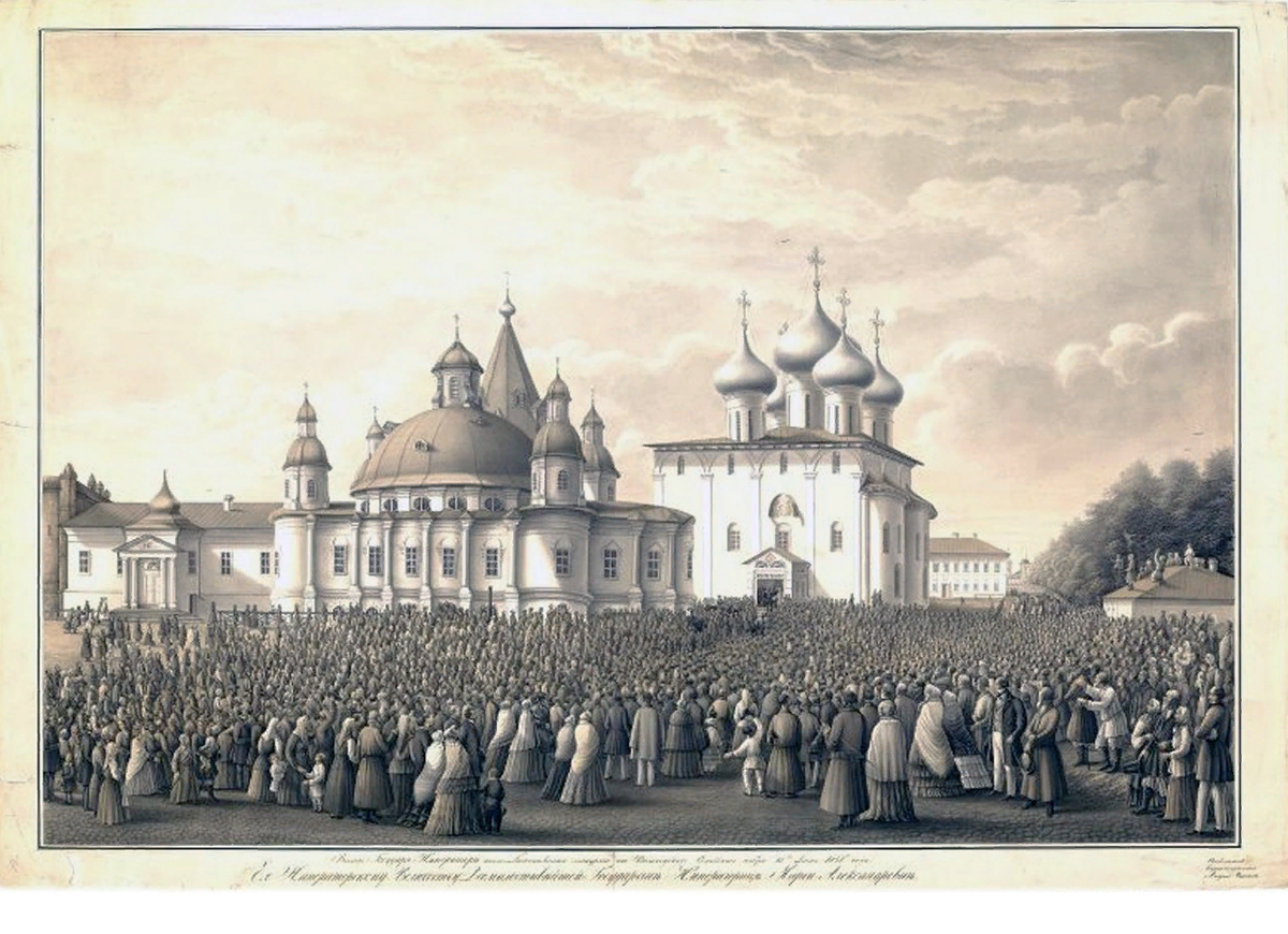 Ушаков А.И. Выход Александра II из Вологодского Софийского собора 15 июня 1858 г.
