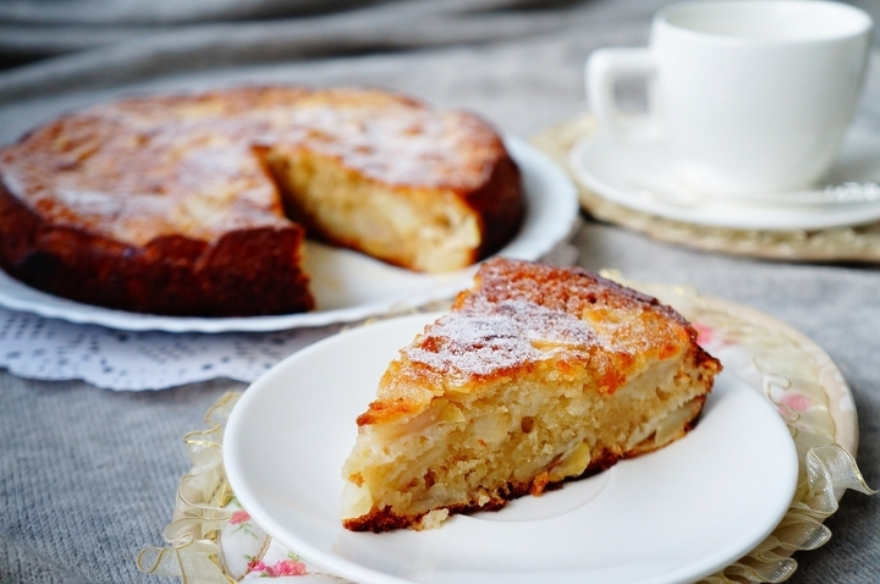 Пышная шарлотка на кефире с яблоками пошаговый рецепт с фото. 
