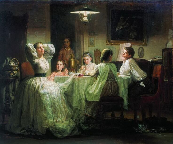 Василий Максимов "Шитье приданого" (1866)