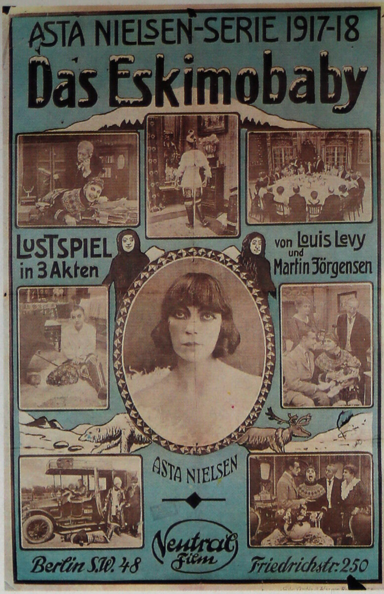 Постер фильма «Эскимосская девушка». В главной роли Аста Нильсен. Из коллекции Потсдамского музея кино