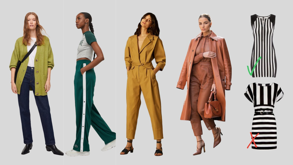 Кардиган в виде второго слоя, лампасы, комбинезон и монохромный образ, удачная и неудачная вертикальная полоска 