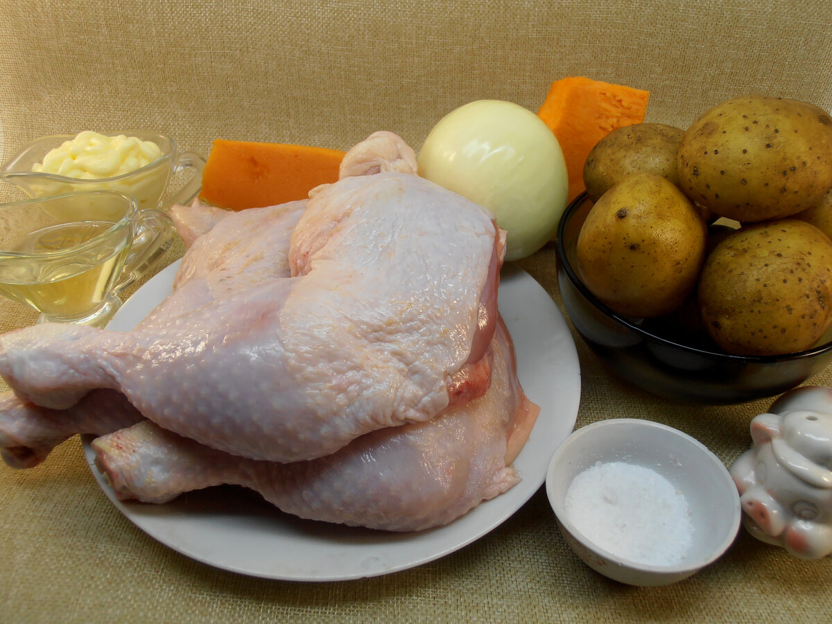 Ингредиенты для приготовления курицы с овощами