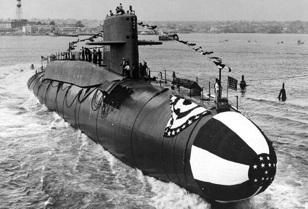 9 июня 1959 года. Спуск на воду американской подводной лодки «Джордж Вашингтон» 
Фото: Public Domain / Wikimedia
