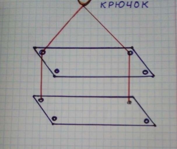 Схема сборки с одним шнуром, второй продевается аналогично