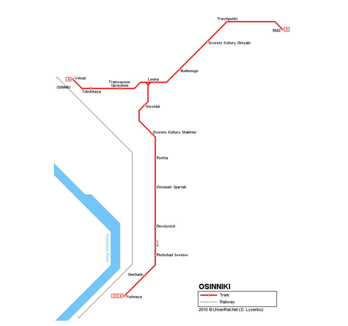 Осинники трамвай схема
