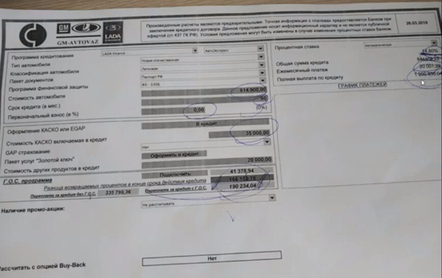 Фото кредитного договора Lada (извиняюсь за качество, но ниже все расписано)