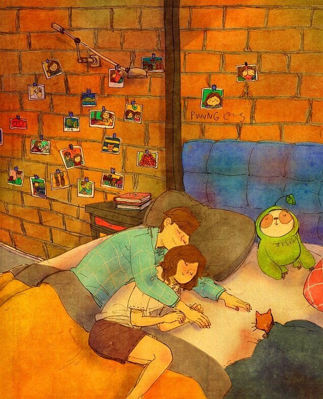 Жить вместе читать. Корейская художница Пууунг. Художница puuung. Иллюстрации корейской художницы puuung. Корейский художник puuung.