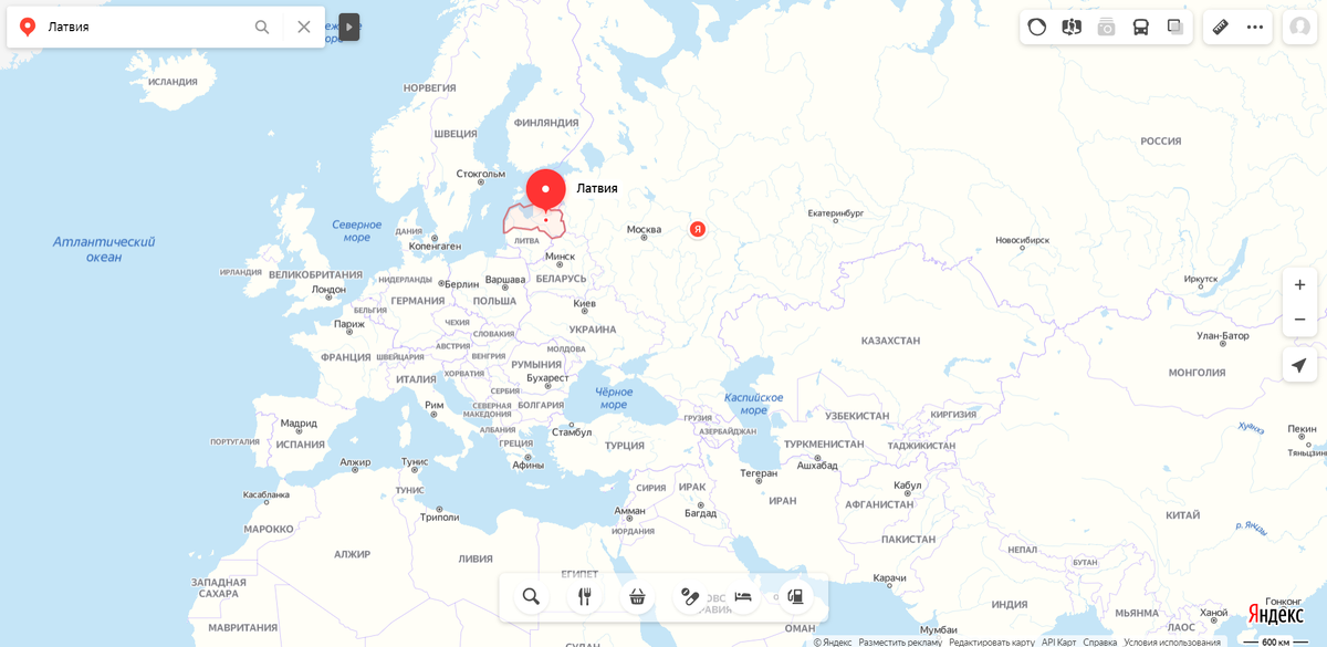 Латвия на карте мира