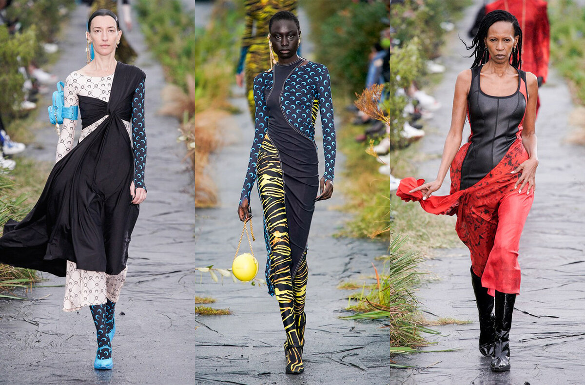В коллекции Marine Serr Spring/Summer 2020 дизайнер использовала ношеные шарфы для создания платьев