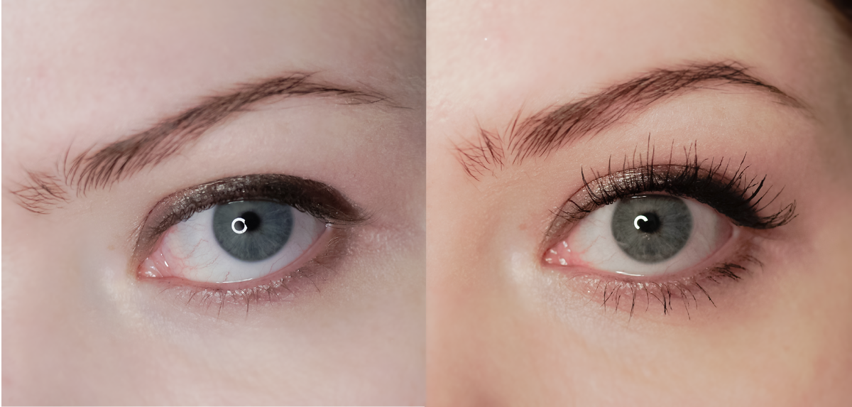 До и после тушь в 1 слой