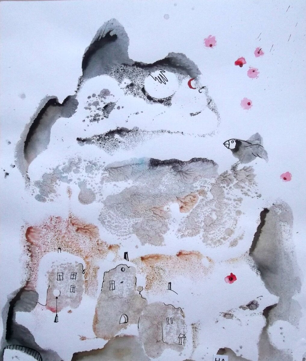 Виктор Ремезов Красной рябиной...2014г., бумага-акварель-тушь, паспарту, 30х40, 46х56