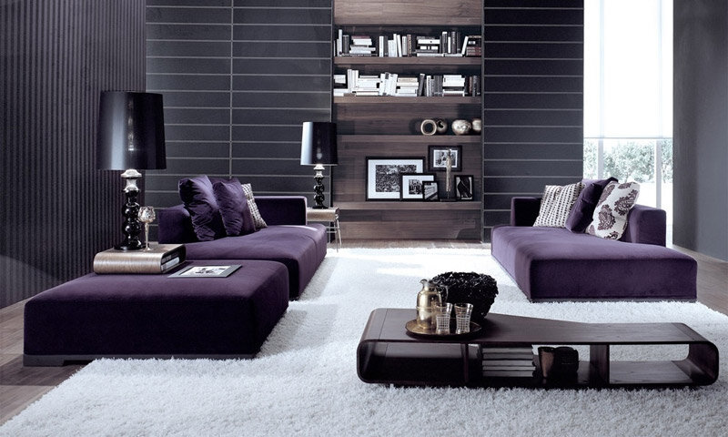 Фиолетовый дизайн интерьера комнат квартиры - фото sunnyhair.ru