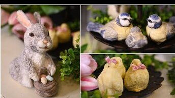 DIY  пасхальный декор из ваты / Пасхальные яйца, птички и зайчик своими руками