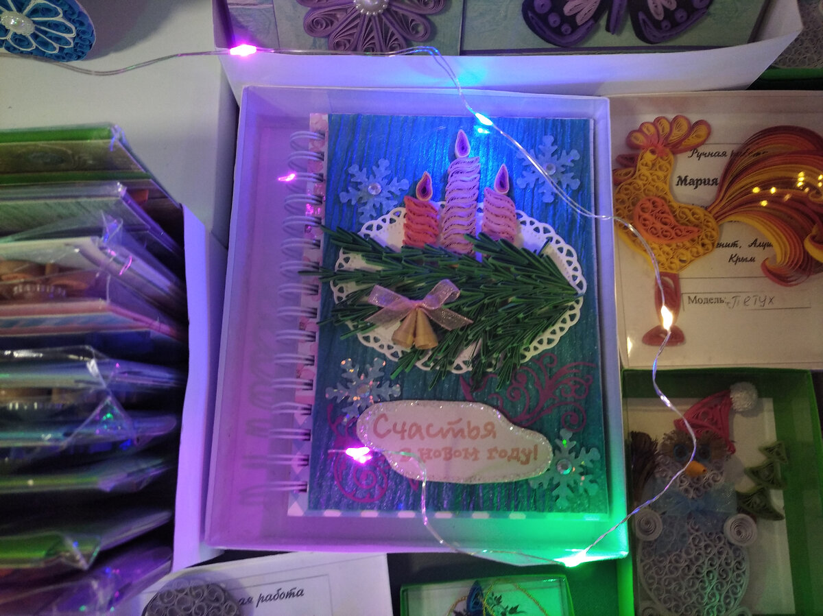 блокнот в самодельной коробке с прозрачной крышкой