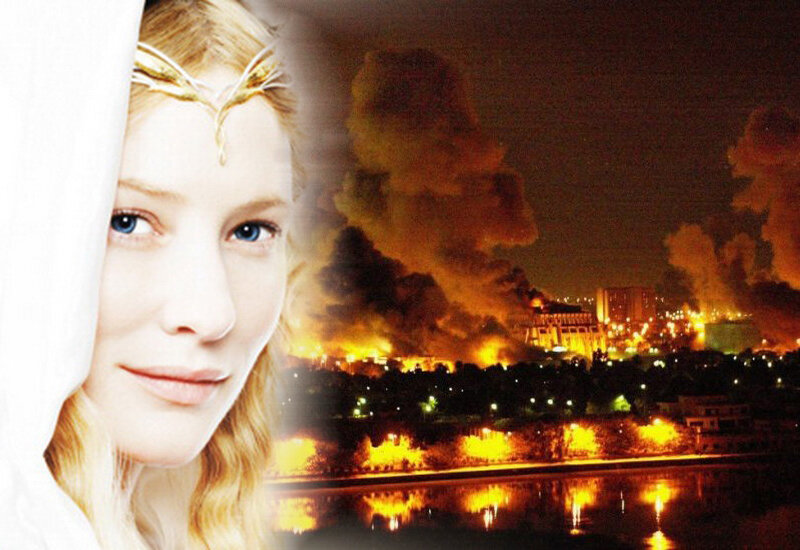 Пресветлая эльфийка Галадриэль и разбомбленный Белград,1999 г. Коллаж автора
