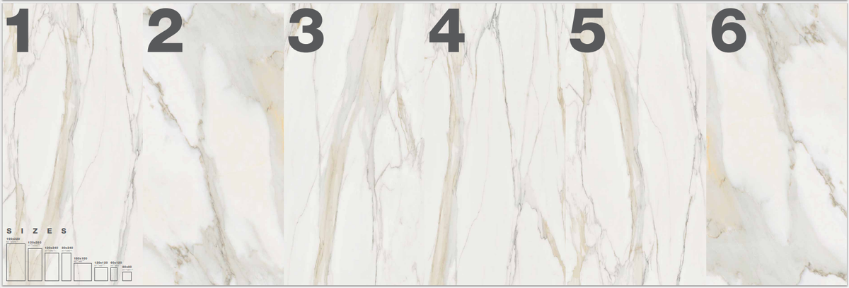 Пример количества принтов цвета CALACATTA GOLD