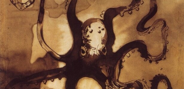 Виктор Гюго Осьминог с инициалами В.Х., 1866. 