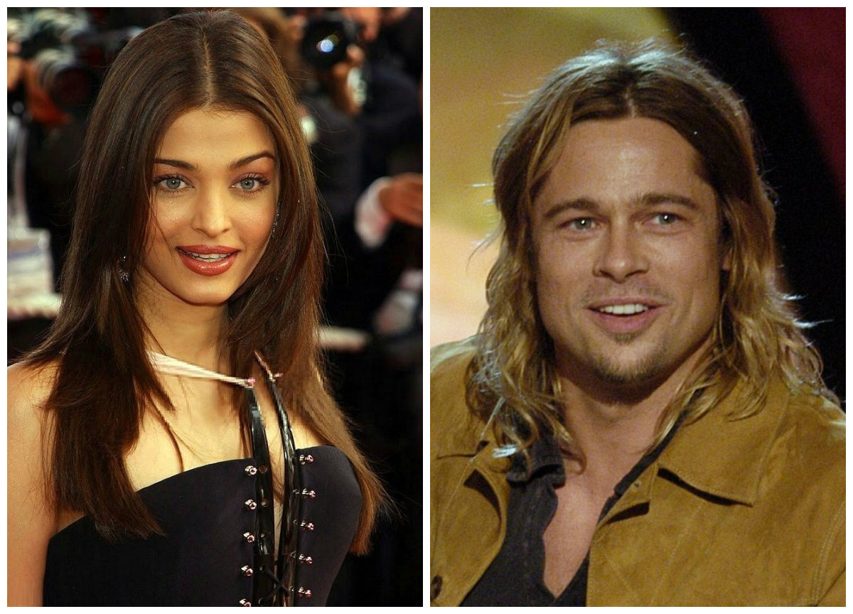 Айшвария Рай в 2003 году и Брэд Питт в 2003 году / источник фото: Esquire и Pinterest