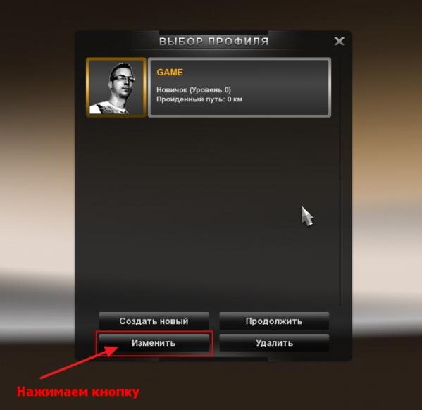 Теперь заходим в саму игру и нажимаем на кнопку редактирования профиля:


