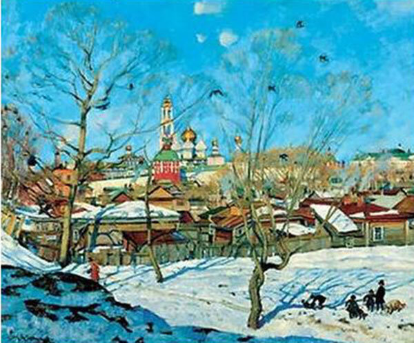 Фотография картины К. Ф. Юона "Вид Троице-Сергиевой Лавры" (из свободных источников)