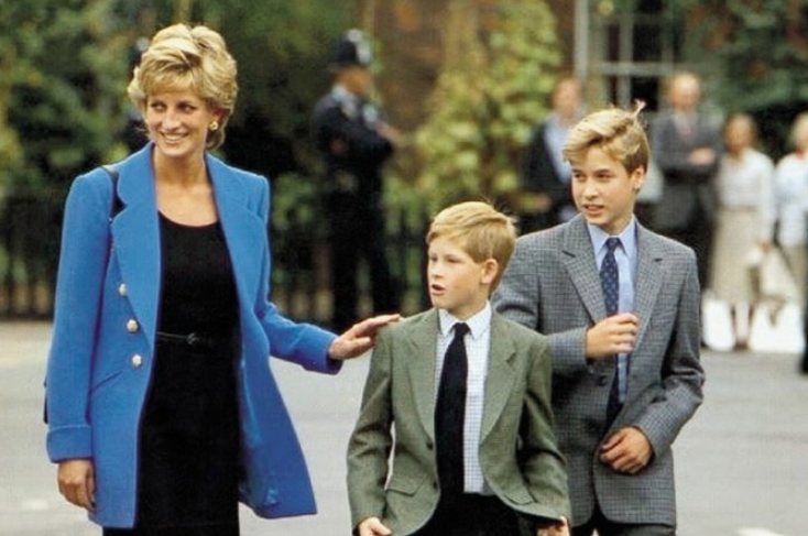 Принцесса Диана с юными Уильямом и Гарри