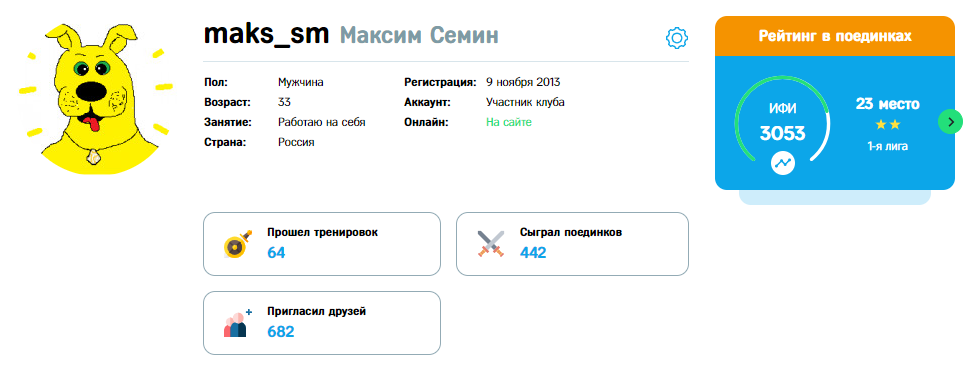 Мой профиль в игре...