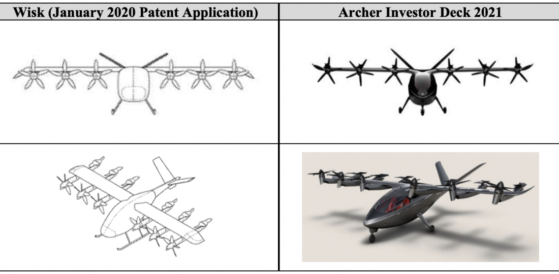 В иске Wisk Aero о краже интеллектуальной собственности говорится, что новый eVTOL компании Archer в значительной степени основан на его запатентованной конструкции. Фото: Wisk Aero