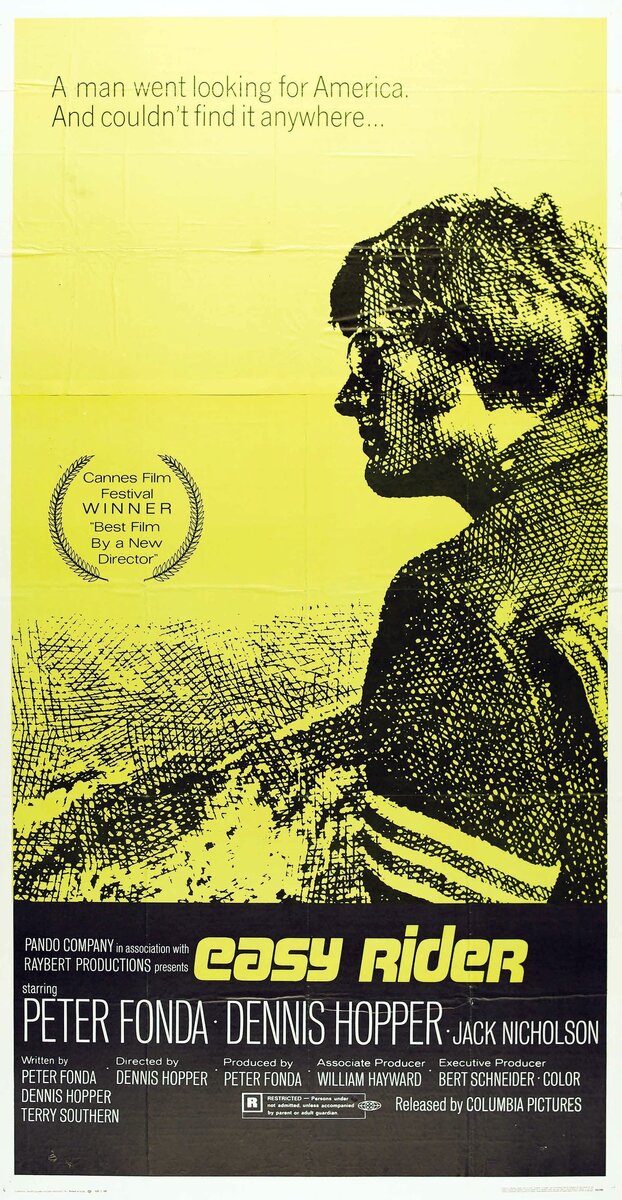 Афиша фильма Easy Rider (1969) для показа после победы в Каннах.