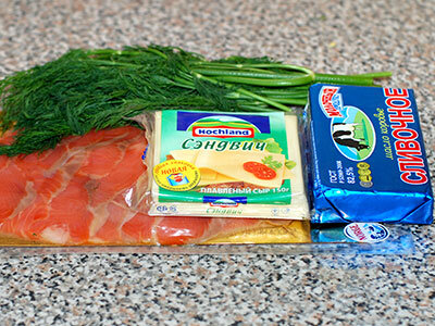 Ингредиенты для рулетиков с семгой