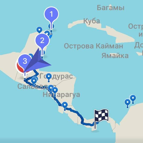 План маршрута по Панамскому перешейку  в Maps.me