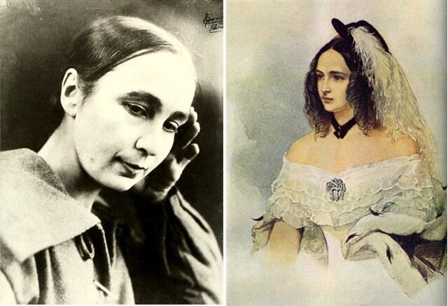 Художница Наталья Сергеевна Гончарова (1881 - 1962) и жена Пушкина Наталья Николаевна Гончарова (1812 - 1863)
