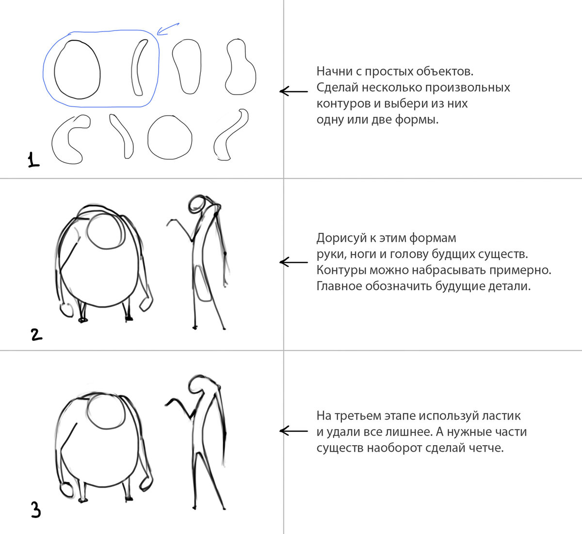 Раз, два, три и все готово. Не спеши делать все идеально, просто рисуй. В следующем этапе будет немного сложнее. Соберись.