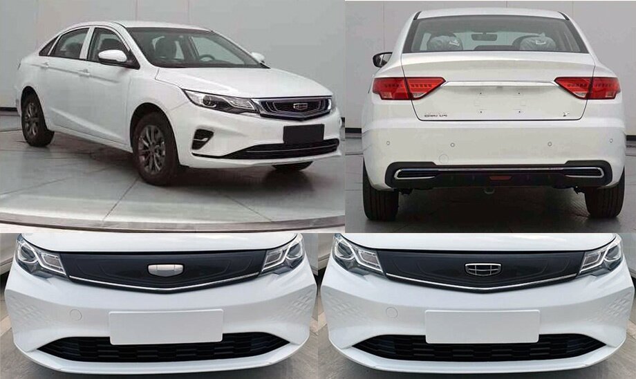 На носах Геометрий обычно размещается серебристый логотип Эмгранда, а тут возможен чёрный. Заглушка, заменившая решётку, имеет варианты с хромированными и чёрными «кругами на воде». Оба бампера отличаются от «джи-эля» и тоже бывают двух видов. Фары и фонари у седанов одинаковые.