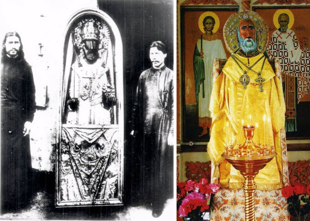 Икона вырезанная в виде Николая Чудотворца