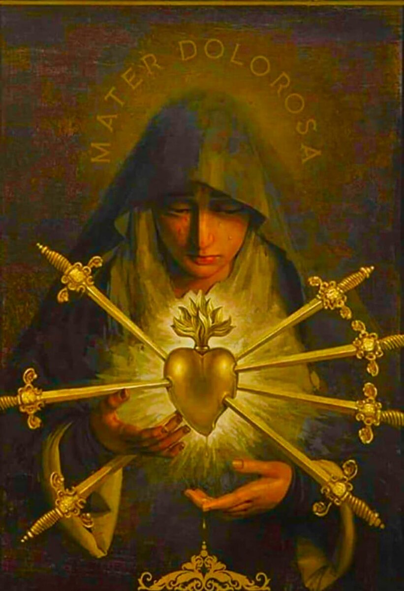 Традиционное изображение Семи скорбей Девы Марии