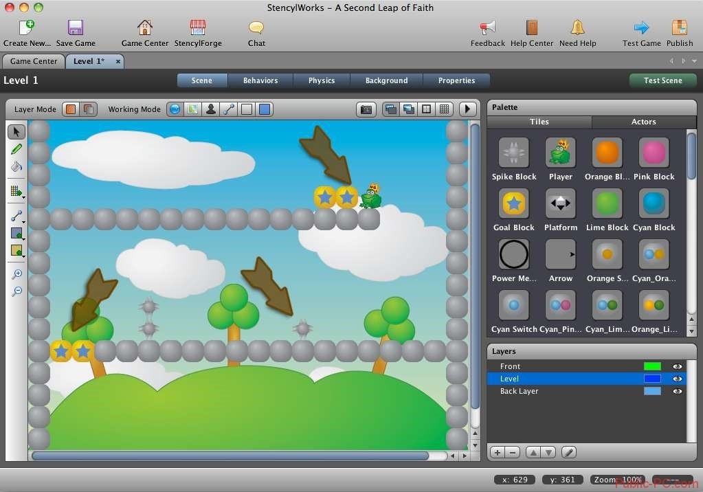 Конструктор представляет собой готовый выбор блоков событий, корзину удаленных действий, блоки предопределенных действий и многое другое. При этом разработчики данного конструктора дают возможность создавать свои события и реакции. Такой движок имеет большой набор инструментов и возможность работать с визуальным конструктором.