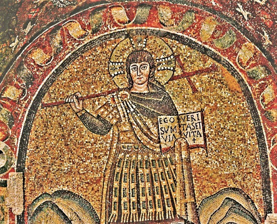 Безбородый Иисус. Мозаика 5 века, Италия.