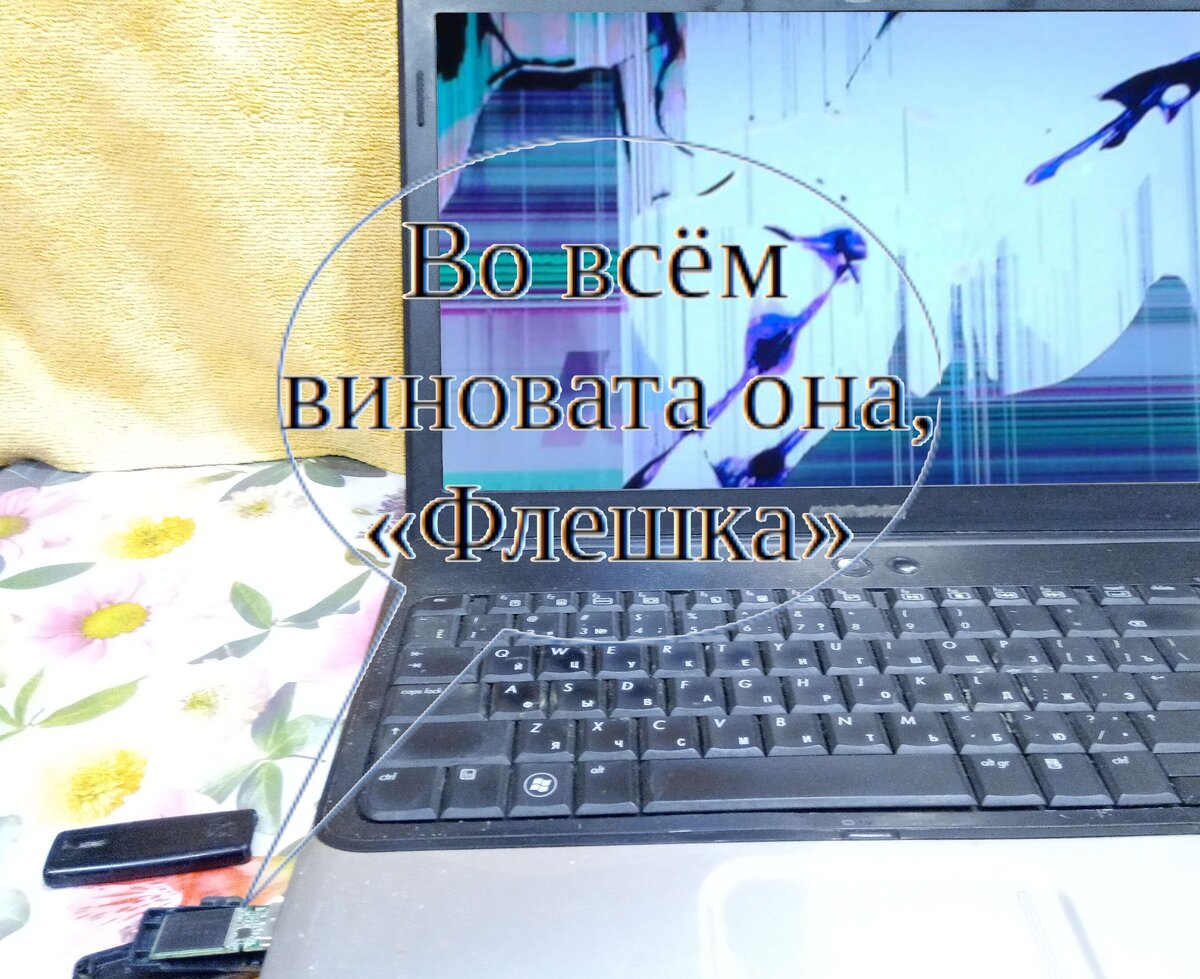 Сдали нервы. Результат, разбитый экран и сломанная "флешка".