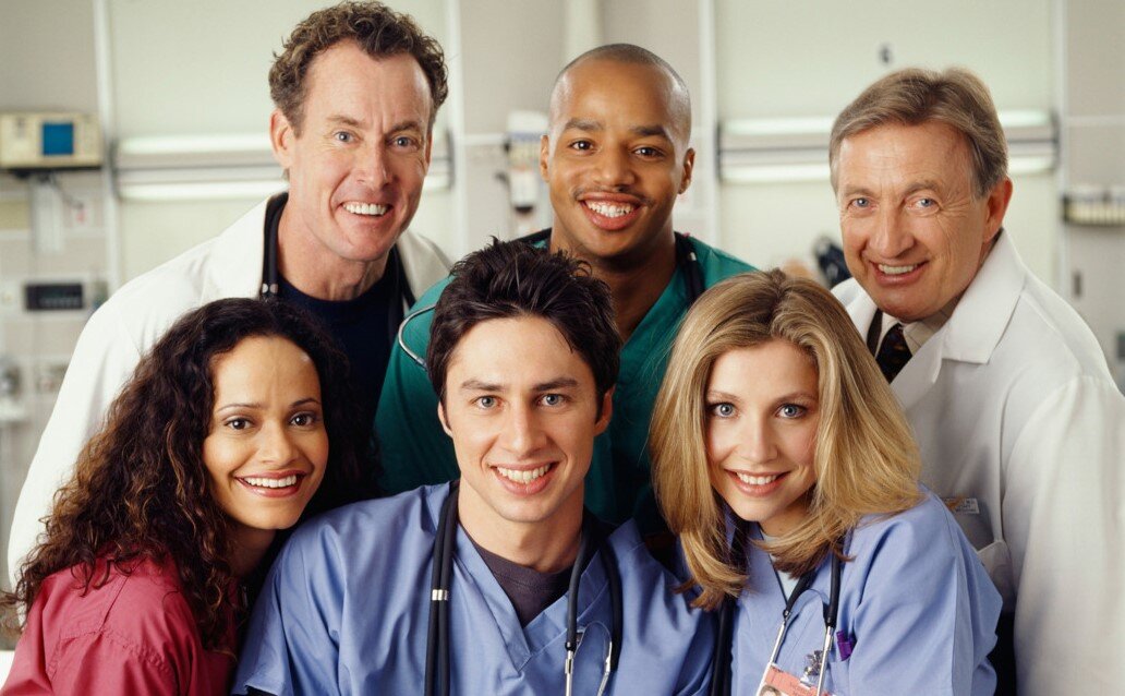 Scrubs. Клиника. Частная клиника сериал. Клиника актеры.