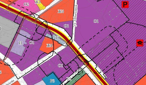 Категория О1 в районе торгового центра "Красная площадь" в Анапе (генплан 2021)