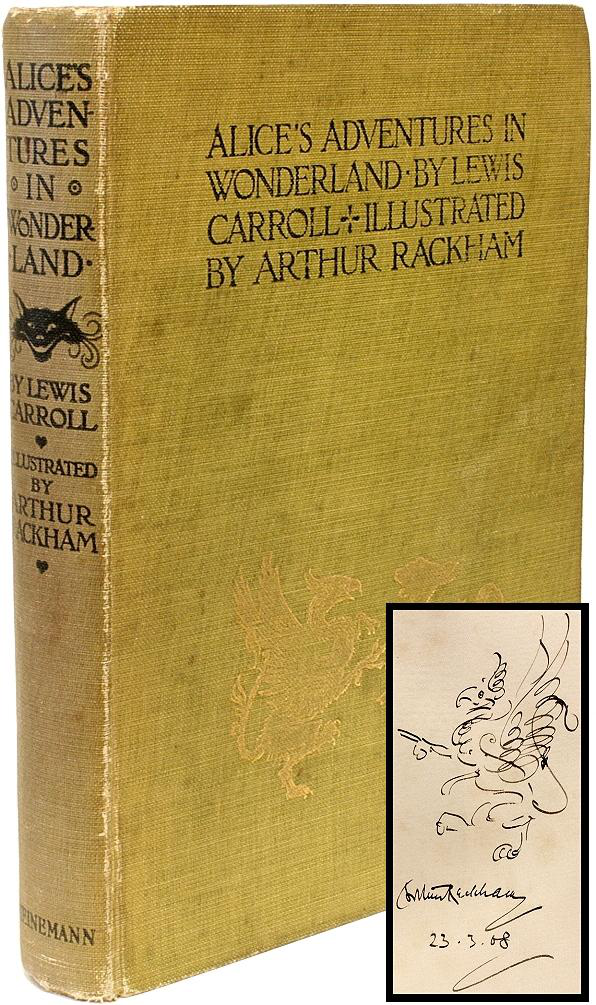 Первое издание ограниченного тиража «Алисы в стране чудес» с иллюстрациями Рэкема  и его автографом1907, г. Ebay.com