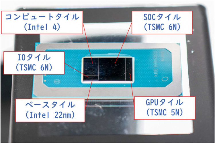  📷    Intel Meteor Lake SoC с кристаллами на разных техпроцессах. Источник изображения: PCwatch