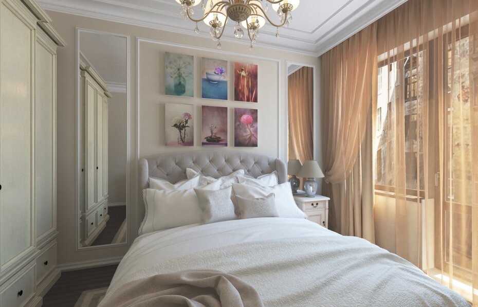 Скрытый карниз в спальне