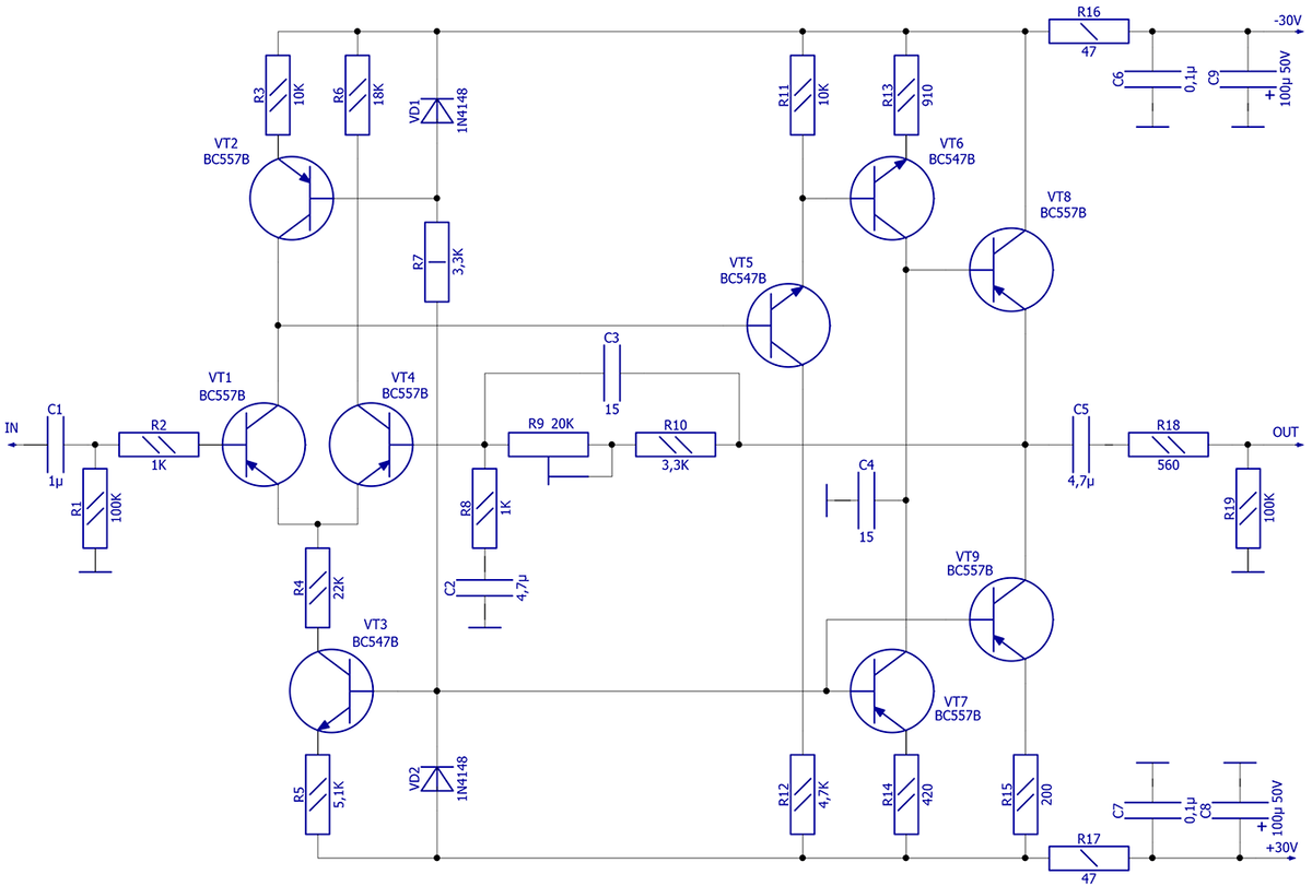 Схема предварительного усилителя на транзисторах